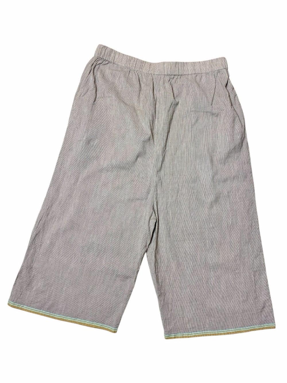 100% Handloom Cotton Light Brown with Orange and Blue Striped Hem One Size